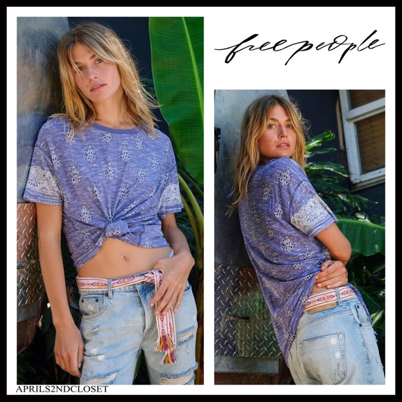 FREE PEOPLE BOHO TOP PRINT TEE T-SHIRT A2C - Picture 14 of 14